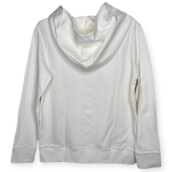 NWOT Kitty Bow Style Skull Print L Pullover Hoodie Cream Kangaroo Pocket - Picture 4 of 6